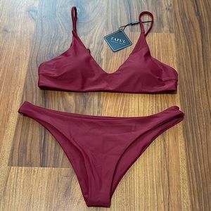 ZAFUL red wine color bikini set